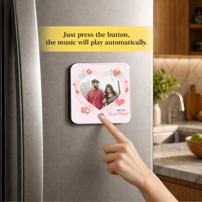 Customisable Musical Fridge Magnetic Photo Frame with Custom Song and Text Heart Theme Romantic Gift Unique Anniversary, Birthday & Valentine’s Day Gift for Couples